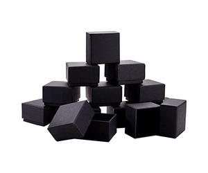 BENECREAT 24 Packs Black Ring Boxes, 5.7x5.7x3.7cm Square Cardboard Jewelry Gift Boxes with Velvet Sponge Lining for Packaging, Parties, Weddings & Birthdays