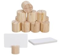 BENECREAT 24 Pcs Wood Table Number Holders with 24 Pcs Paper Cards, Mini Wood Place Card Holders, Name Card Stands for Ceremony Birthday Party Home Decoration(PapayaWhip)