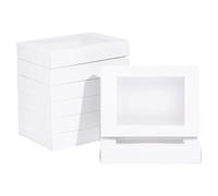 BENECREAT 24Packs 14.4x10.35x2.4cm Clear PVC Rectangle Window Gift Boxes, White Kraft Paper Present Boxes for Wedding Gift, Chocolates, Cookies and Other Small Crafts