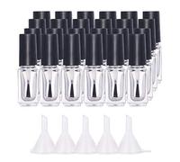 BENECREAT 24PCS 5ml Empty Nail Polish Bottles Transparent Glass Nail Varnish Bottles with Brushes, 5PCS Funnel Hopper