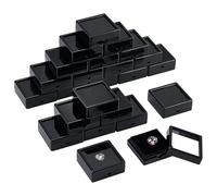BENECREAT 24Pcs Black Gemstone Display Box, 5.05x5.05x2cm Jewelry Box Container with Clear Top Lids for Gems, Festival Wedding Jewelry Packaging