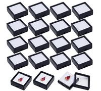 BENECREAT 24PCS Black Gemstone Display Box Jewelry Box Container with Clear Top Lids for Gems, Jewelry, Crystal Diamond Accessories Display, 4x4x1.8cm