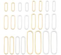 BENECREAT 24PCS Real 24k Gold Plated and 925 Silver Plated Brass Linking Rings, 12 Styles of Oval Gold Plated Brass Jewellery Linking Rings for Bracelets, Necklaces