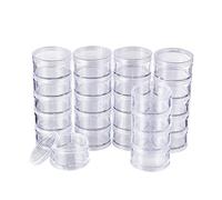 BENECREAT 25 PCS Plastic Stackable Bead Storage Containers Clear Round Bead Storage Jars for Crafts,Small Items,Beads,Jewelry Findings