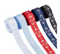 BENECREAT 25 Yards/22.86m 5 Colors Gold Foil Snaffle Bits Horse Equestrian Show Grosgrain Ribbon, 22mm Equestrian Grosgrain Ribbon for Crafting Sewing Hair Bow Accessories Gift Wrapping