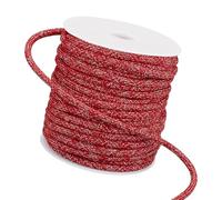BENECREAT 25m/27.3 Yards Red Glitter Cord, 5mm Glitter Sequins Rope Sparkle Tube Cord for DIY Wedding Dresses Costume Clothing Shoes Jewelry Accessory