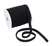 BENECREAT 25m/27.34Yards Black Flat Replacement Cotton Cords, 8mm Wide Flat Drawstring Cord Rope with Plastic Empty Spools for Garment Accessories