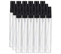 BENECREAT 25PCS 10ml Mini Fine Mist Spray Bottle Transparent Glass Travel Empty Atomiser Spray Bottles with Black Pump Lid for Perfume, Toiletries Liquid, Cosmetic