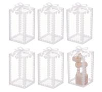 BENECREAT 28PCS Clear Wedding Favour Boxes with Bowknot Pattern 10.5x6x6cm Rectangle PVC Transparent Gift Boxes for Candy Chocolate Birthday Party Gift Wrapping