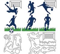 BENECREAT 2Pcs 2 Styles Football Pattern Carbon Steel Cutting Dies Stencils, Metal Embossing Stencil Cut Stencils for DIY Scrapbooking, Photo Album, Decorative Embossing Paper Card World Cup