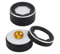 BENECREAT 2Pcs 39.5×19mm/1.56×0.75 Inch Mini Black Round Stone Box, Small Loose Diamond Gemstone Display Box, Jewelry Display Container with Hexagonal Glass Lid and Sponge Inner Core for Gems Crystal