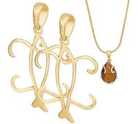 BENECREAT 2Pcs 925 Sterling Silver Fish Shape Pendant Base, 4 Claws Prong Pendant Blank for Irregular Cabochon Mounting Setting DIY Necklace Jewelry Finding, 21x17.5x1mm Gold