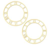 BENECREAT 2PCS Acrylic Mirror Wall Clock Sticker, 250mm/9.8inch Roman Numeral Wall Decorative Clock Decals for Living Room Hotel Use Home Decoration (Gold)