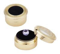 BENECREAT 2pcs Diamond Display Case Gemstone Display Box Light Gold Alloy Loose Diamond Storage Boxes with Clear Window, Cushion for Jewelry Container, 3.25x1.65cm