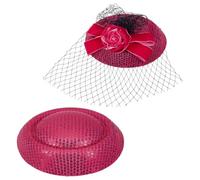 BENECREAT 2Pcs Fascinators Hat Bases, Polyester Millinery Base with Glitter Sequins, Teardrop Fascinator Hat Base for Wedding Party Hats Craft Making Women (Fuchsia)