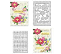 BENECREAT 2Pcs Flowers Cutting Dies, Lace Border Background Die Cuts Carbon Steel Embossing Template for Card Making Photo Decorative Paper Scrapbooking, 0.8mm Thick