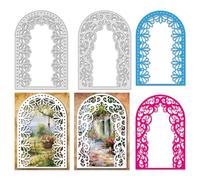 BENECREAT 2Pcs Lace Arch Cutting Dies, Vintage Frame Background Stencils Diamond Border Flower Decorative Embossing Stencils for Scrapbooking, Photo Album, Greeting Card Making