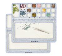 BENECREAT 2pcs Large Hard Back Felt Mats, Rectangle Gray Bead Mat, Bead Tray with A~R Grids Design Boards for Art Crafts Jewelry Making, 30x28cm