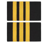 BENECREAT 2pcs Pilot Uniform Epaulets, Epaulets with Three Gold Stripes Captain Shoulder Boards for Pilots Insignia Sliders Cosplay Dress
