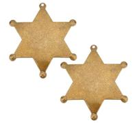 BENECREAT 2PCS Western Psycho Deputy Sheriff Badge, Bronze Hexagonal Iron Gift, Blank Star Iron Pin Accessory for School Carnival Prizes, Party Bag Gift Fillers