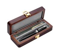 BENECREAT 2Slots Fountain Pen Collector Organizer, Rectangle Wood Pen Packing Boxes with Alloy Clasps and Velvet Inside for Ballpoint Pen, Fountain Pen, 1.9x6.2inch
