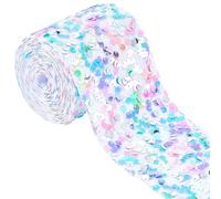 BENECREAT 3.65m/4 Yards Colorful Sequins Velvet Trim, 75mm/3 Inch Wdie Polyester Sequins Ribbon Sewing Trim for DIY Craft Clothing Dress Sewing Embellishment