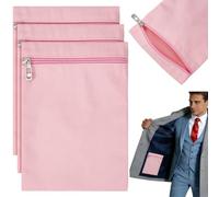 BENECREAT 3 Pack Canvas Sew-in Side Pocket with Zipper 8.66x5.91 Inch/ 22x15cm Hidden Security Pocket for Jackets Coats and Clothing, Pink