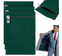 BENECREAT 3 Packs Sew in Side Pocket with Zipper, 20x12.5x0.2cm/7.9x4.9x0.08 Inch Canvas Cloth Hidden Pocket for Jackets Sweatshirts Travel Accessories, Dark Slate Gray