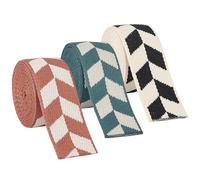 BENECREAT 3 Rolls 6 Yards/5.5m Polyester Jacquard Rhomboid Ribbon, 1-1/2 inch(38mm) Wide Leaf Pattern Webbing Ribbon Craft Sewing Lace Trim for Clothing, Bag, Headbands, Pillowcases