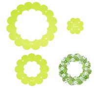 BENECREAT 3 Sizes Flower Acrylic Quilting Templates, 3" 6" 9" Green Yellow Reusable Acrylic Quilting Template with Film Protection for DIY Hand Patchwork Cutting Craft, Hole: 4mm
