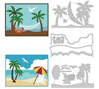 BENECREAT 3 Styles Ocean Theme Die Cuts for Card Making, Coconut Tree Beach Vacation Ocean Crab Carbon Steel Embossing Stencils Templates for Scrapbooking, Album Photo, Card Making