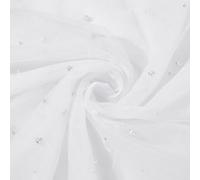 BENECREAT 3 Yards/2.7m Pearl Beaded Tulle Fabric, 60"/150cm Soft Lace Trim White Lace Fabric Net Tulle Mesh Wedding Accessories for Wedding Dress Bridal Veil, Tablecloth, Home Decor