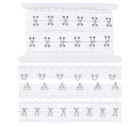 BENECREAT 3 Yards Lace-Covered Riveted Hook Tape, White Hook and Eye Cotton Tape Trim Spacing Cotton Tape Ribbon for Sewing Quilting Corset Bra Costumes