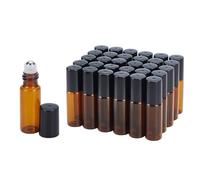 BENECREAT 30 Pack of 5 ml Amber Glass Bottles Essential Oils Roller Bottles with Stainless Steel Balls for Essential Oils/Other Liquids