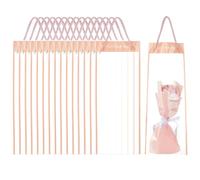 BENECREAT 30 Pcs 15.75x6.3 Inch/ 40x16cm Clear Flower Packaging Bags, Rectangle Plastic Bouquet Wrapping Bags with Polyester Cord Handles for Wedding Anniversary Festival Floral Packaging, Salmon