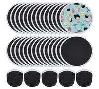 BENECREAT 30 Pcs 9.8inch/ 25cm Black Foldable Flying Disc Fan with Bag, Nylon Sublimation Fans, White Edge Folding Fan for Beach Parties, Picnics and Family Activities