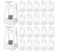 BENECREAT 30 Pcs Succulent Wrap Bags with Thank You Cards, White Small Gift Box for Wedding, Succulent Party Favors for Guests, 11x9.5x23cm/4.3x3.7x9.1 Inch