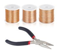 BENECREAT 300M/984Ft 3 Rolls Real 14K Gold Plated Copper Wire for Jewelry Making, 0.2mm 0.3mm 0.4mm/ 26 28 32Gauge Craft Wire with Flat Nose Pliers for Beading and DIY Crafts, 100m/328Ft Each Roll