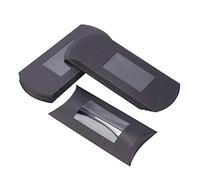 BENECREAT 30PCS 16x7.5x2.5cm Black Kraft Paper Pillow Boxes with Clear Window, Candy Packaging Box Treat Box for Shower, Birthday and Wedding Party