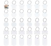 BENECREAT 30Pcs 5 Styles Sublimation Tags Blank, Round Rectangle Heart Star Dog Bone Sublimation Aluminum Blank, Heat Transfer Aluminium Pendants for Tag Keychains DIY