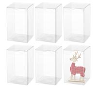 BENECREAT 30PCS 6x6x10cm Film Covered Clear Cube Wedding Favour Boxes PVC Transparent Cube Gift Boxes for Birthday, Wedding, Party Favors