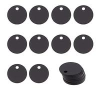 BENECREAT 30Pcs Black Flat Round Stamping Blank Tags 0.8 Inch/20mm Aluminum Tags with Hole for Laser Engraving Dog ID Tags Necklace Making