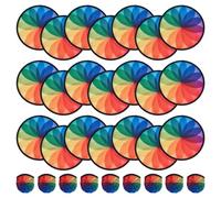 BENECREAT 30Pcs Colorful Flower Foldable Flying Disc Fans, 9.8inch Sublimation Fans Polyester Black Edge Folding Fan Set with Bag for Wedding Party Favors Outdoor Activity