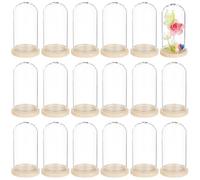 BENECREAT 30PCS Glass Display Dome, 3x6.05cm/1.2x2.4inch Bell Jar Display Case, Decorative Glass Dome with Wooden Base for Keepsakes Heirlooms Photos Wedding Decor