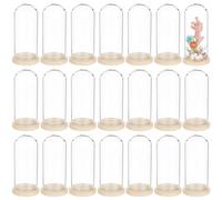 BENECREAT 30PCS Glass Display Dome, 3x7cm/1.2x2.8inch Bell Jar Display Case, Decorative Glass Dome with Wooden Base for Tabletop Centerpieces Collectible Candles