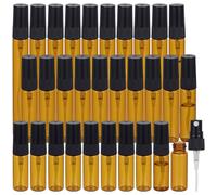 BENECREAT 30Pcs Mini Amber Glass Spray Bottle, 3/5/10ml(0.1/0.17/0.34oz) Empty Fine Mist Spray Bottles, Portable Travel Bottle for Perfume Cosmetics Essential Oils Watering Flowers Cleaning