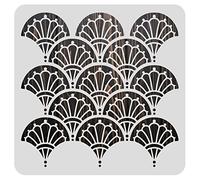 BENECREAT 30x30cm Plastic Large Modern Art Deco Stencils, Geometric Floral Pattern Painting Stencils for Walls Furniture Floors