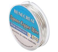 BENECREAT 32.81 Feet/10m 23 Gauge Silver Square Copper Wire, Craft Copper Wire Tarnish Resistant Jewelry Wire for Jewelry Making, Wire Wrapping