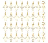 BENECREAT 36 Pcs 18K Real Gold Plated Brass Cross Pendant with Jump Rings, Brass Frame Cross Pendant, Shiny Cross Pendant Suitable for Jewelry, Bracelets and DIY Projects