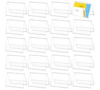 BENECREAT 36 Pcs Mini Acrylic Sign Holder, 6x4.1cm V-Shape Clear Sign Display Holder, Double-Side Price Name Card Tag Label Stands for Restaurant, Bakery, Dessert Shop